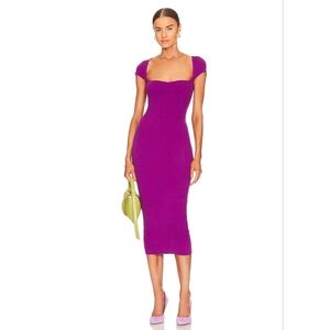 Purple Cap-sleeve Sweater Dress